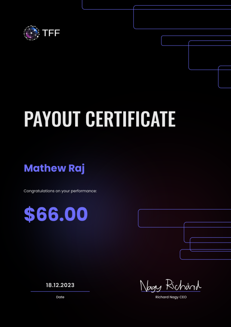 Mathew Raj - TFF - $66.00 Payout Certificate